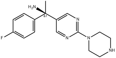 5-Pyrimidinemethanamine, α-(4-fluorophenyl)-α-methyl-2-(1-piperazinyl)-, (αR)- Structure