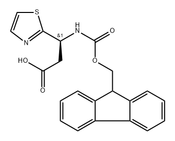 2-Thiazolepropanoic acid, β-[[(9H-fluoren-9-ylmethoxy)carbonyl]amino]-, (βS)- 结构式