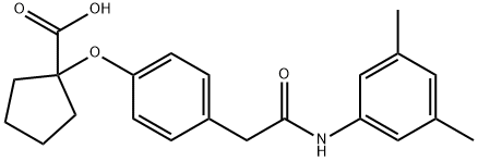 1-[4-[(3,5-ジメチルフェニル)カルバモイルメチル]フェノキシ]シクロペンタンカルボン酸 化学構造式