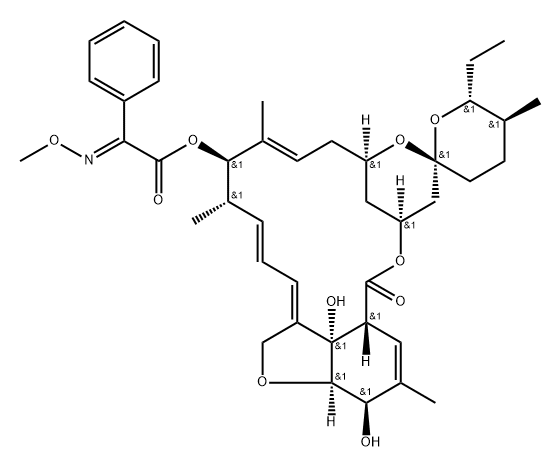 Milbemycin B, 5-O-demethyl-28-deoxy-6,28-epoxy-25-ethyl-13-[[(methoxyimino)phenylacetyl]oxy]-, (6R,13R,25R)- (9CI) Structure