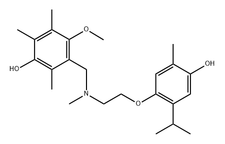 Phenol, 3-[[[2-[4-hydroxy-5-methyl-2-(1-methylethyl)phenoxy]ethyl]methylamino]methyl]-4-methoxy-2,5,6-trimethyl- Structure