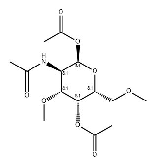 2-アセチルアミノ-3-O,6-O-ジメチル-2-デオキシ-α-D-ガラクトピラノース1,4-ジアセタート 化学構造式