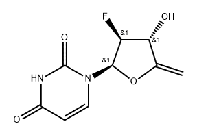 2,4(1H,3H)-Pyrimidinedione, 1-(2,5-dideoxy-2-fluoro-β-D-threo-pent-4-enofuranosyl)- Structure