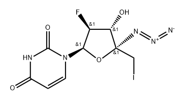 2,4(1H,3H)-Pyrimidinedione, 1-[4-C-azido-2,5-dideoxy-2-fluoro-5-iodo-β-D-arabinofuranosyl]- Structure