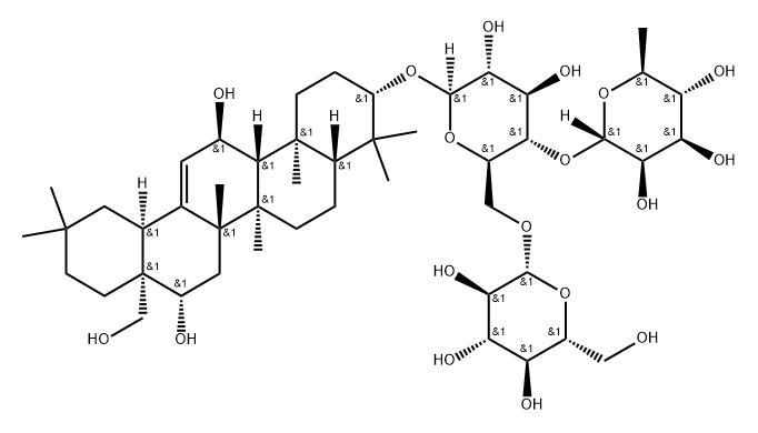 β-D-Glucopyranoside, (3β,11α,16β)-11,16,28-trihydroxyolean-12-en-3-yl O-6-deoxy-α-L-mannopyranosyl-(1→4)-O-[β-D-glucopyranosyl-(1→6)]- (9CI) 结构式