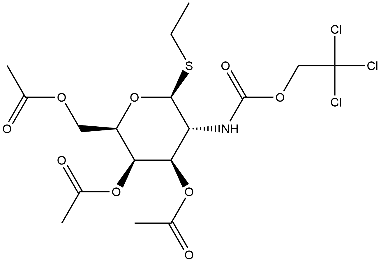 β-D-Galactopyranoside, ethyl 2-deoxy-1-thio-2-[[(2,2,2-trichloroethoxy)carbonyl]amino]-, 3,4,6-triacetate 结构式
