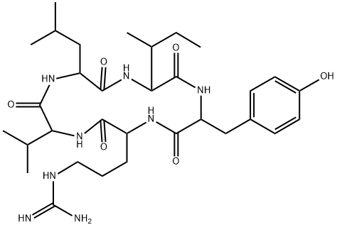 Cyclo(D-alloisoleucyl-L-tyrosyl-D-arginyl-D-valyl-L-leucyl) (9CI) Structure