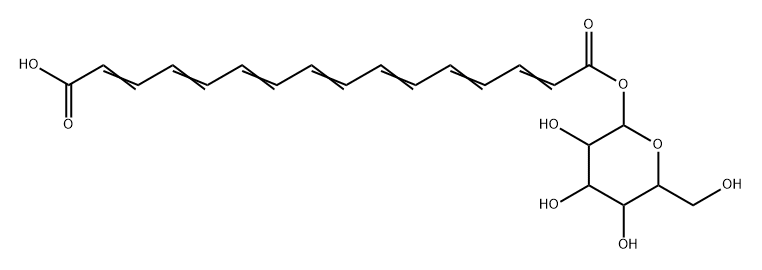 β-D-Glucopyranose, 1-[hydrogen (2E,4E,6E,8E,10E,12E,14E)-2,4,6,8,10,12,14-hexadecaheptaenedioate] Structure