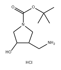 1-Pyrrolidinecarboxylic acid, 3-(aminomethyl)-4-hydroxy-, 1,1-dimethylethyl este… 结构式
