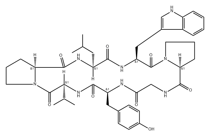 Cyclo(glycyl-L-tyrosyl-L-valyl-L-prolyl-L-leucyl-L-tryptophyl-L-prolyl)|王不留行环肽C