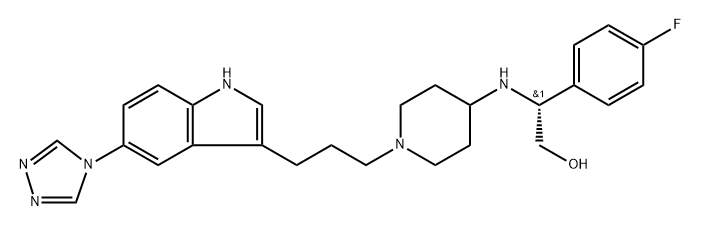 177947-03-4 Benzeneethanol, 4-fluoro-β-[[1-[3-[5-(4H-1,2,4-triazol-4-yl)-1H-indol-3-yl]propyl]-4-piperidinyl]amino]-, (βR)-