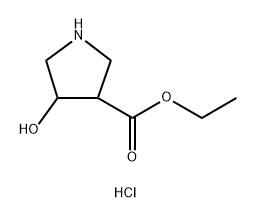 3-Pyrrolidinecarboxylic acid, 4-hydroxy-, ethyl ester, hydrochloride (1:1) Struktur