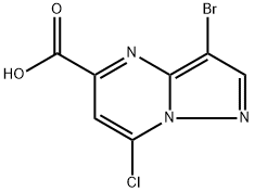 3-bromo-7-chloropyrazolo[1,5-a]pyrimidine-5-carboxylic acid 化学構造式