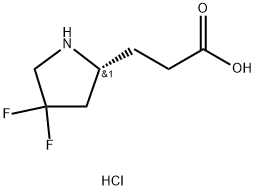 2-PYRROLIDINEPROPANOIC ACID, 4,4-DIFLUORO-, HYDROCHLORIDE (1:1), (2R)-, 1787249-98-2, 结构式
