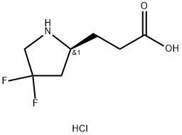 2-Pyrrolidinepropanoic acid, 4,4-difluoro-,hydrochloride (1:1), (2S)- 结构式