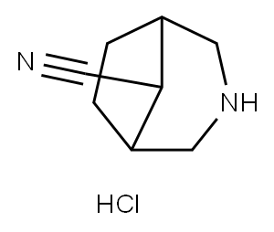 3-氮杂双环[3.2.1]辛烷-8-甲腈盐酸盐, 1788054-86-3, 结构式