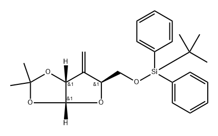 叔丁基[[(3AR,5S,6AR)-2,2-二甲基-6-亚甲基四氢呋喃并[2,3-D][1,3]二噁茂-5-基]甲氧基]二苯基硅烷,179236-11-4,结构式