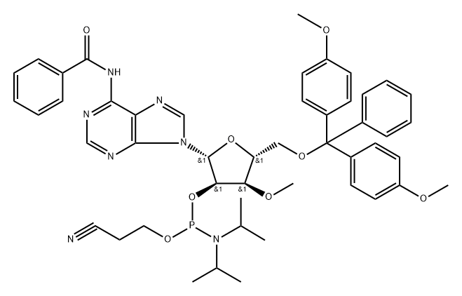 N6-Bz-5'-O-DMTr-3'-O-methyladenosine-2'-O-CED-phosphoramidite Struktur