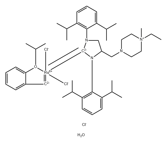 1799947-97-9 (1,3-双(2,6-二异丙基苯基)-4-((4-乙基-4-甲基哌嗪-1-鎓-1-基)甲基)咪唑烷-2-亚基)(2-异丙氧基亚苄基)钌(II )二氯化氯二水合物