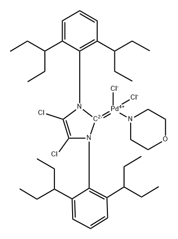 (SP-4-1)-[1,3-Bis[2,6-bis(1-ethylpropyl)phenyl]-4,5-dichloro-1,3-dihydro-2H-imidazol-2-ylidene]dichloro(morpholine-κN4)palladium 结构式