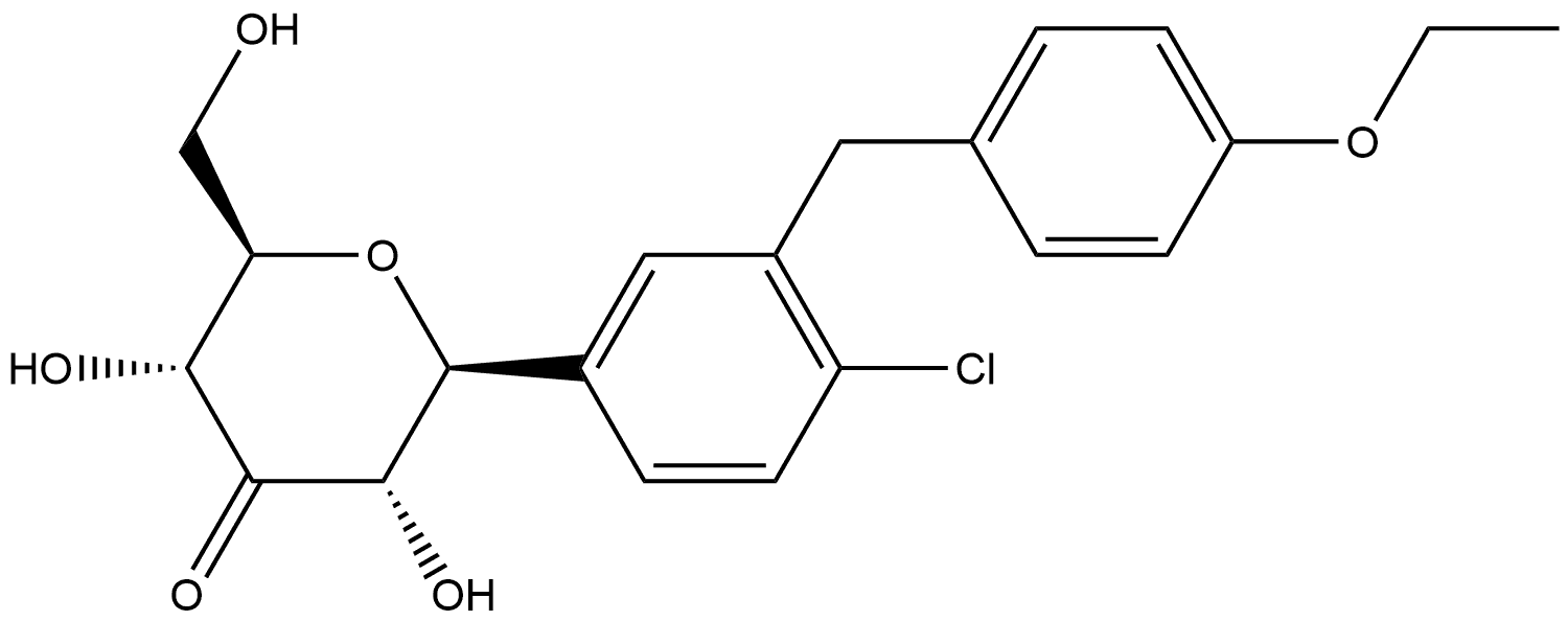 D-ribo-3-Hexulose, 1,5-anhydro-1-C-[4-chloro-3-[(4-ethoxyphenyl)methyl]phenyl]-, (1S)-,1801431-36-6,结构式
