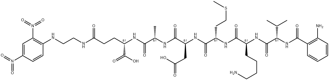 Abz-Amyloid β/A4 Protein Precursor770 (669-674)-EDDnp trifluoroacetate salt Abz-Val-Lys-Met-Asp-Ala-Glu-EDDnp trifluoroacetate salt Struktur