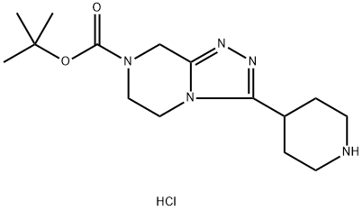 TERT-BUTYL 3-(PIPERIDIN-4-YL)-5H,6H,7H,8H-[1,2,4]TRIAZOLO[4,3-A]PYRAZINE-7-CARBOXYLATE HYDROCHLORIDE, 1803561-25-2, 结构式