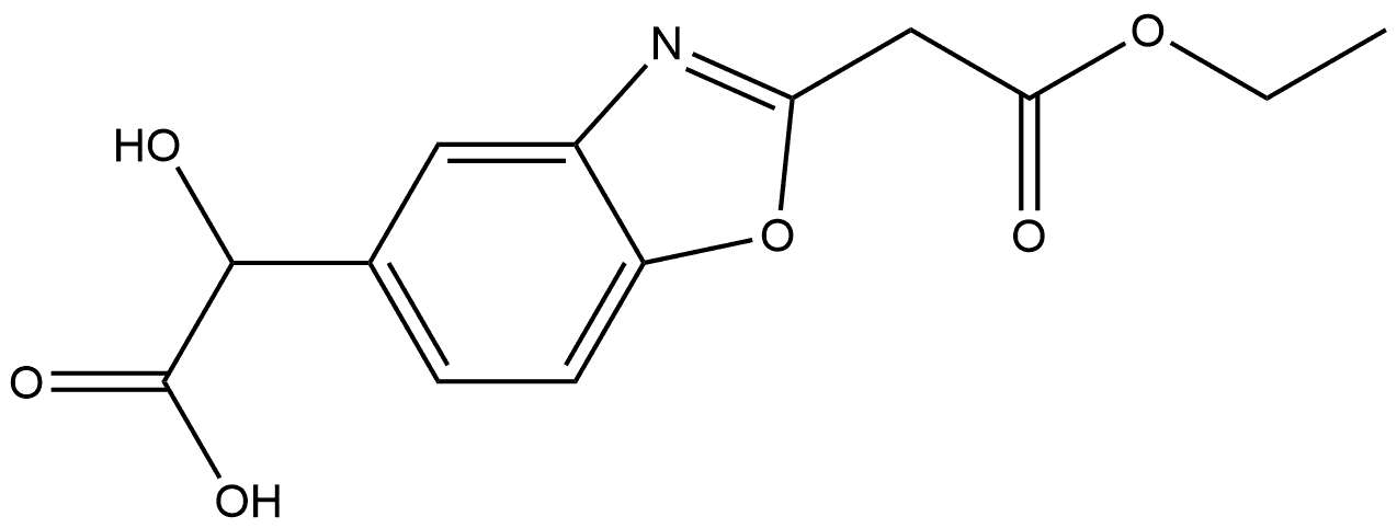 Ethyl 5-(carboxy(hydroxy)methyl)benzo[d]oxazole-2-acetate 结构式