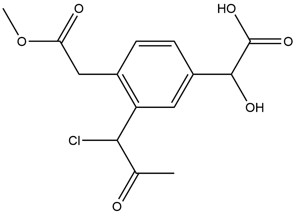 Methyl 4-(carboxy(hydroxy)methyl)-2-(1-chloro-2-oxopropyl)phenylacetate 结构式
