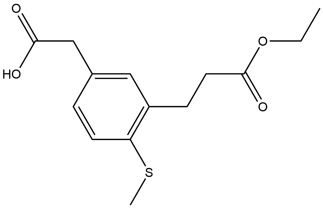 3-(3-Ethoxy-3-oxopropyl)-4-(methylthio)phenylacetic acid 结构式