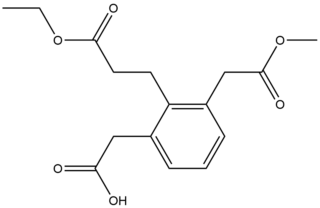 Methyl 3-(carboxymethyl)-2-(3-ethoxy-3-oxopropyl)phenylacetate 结构式
