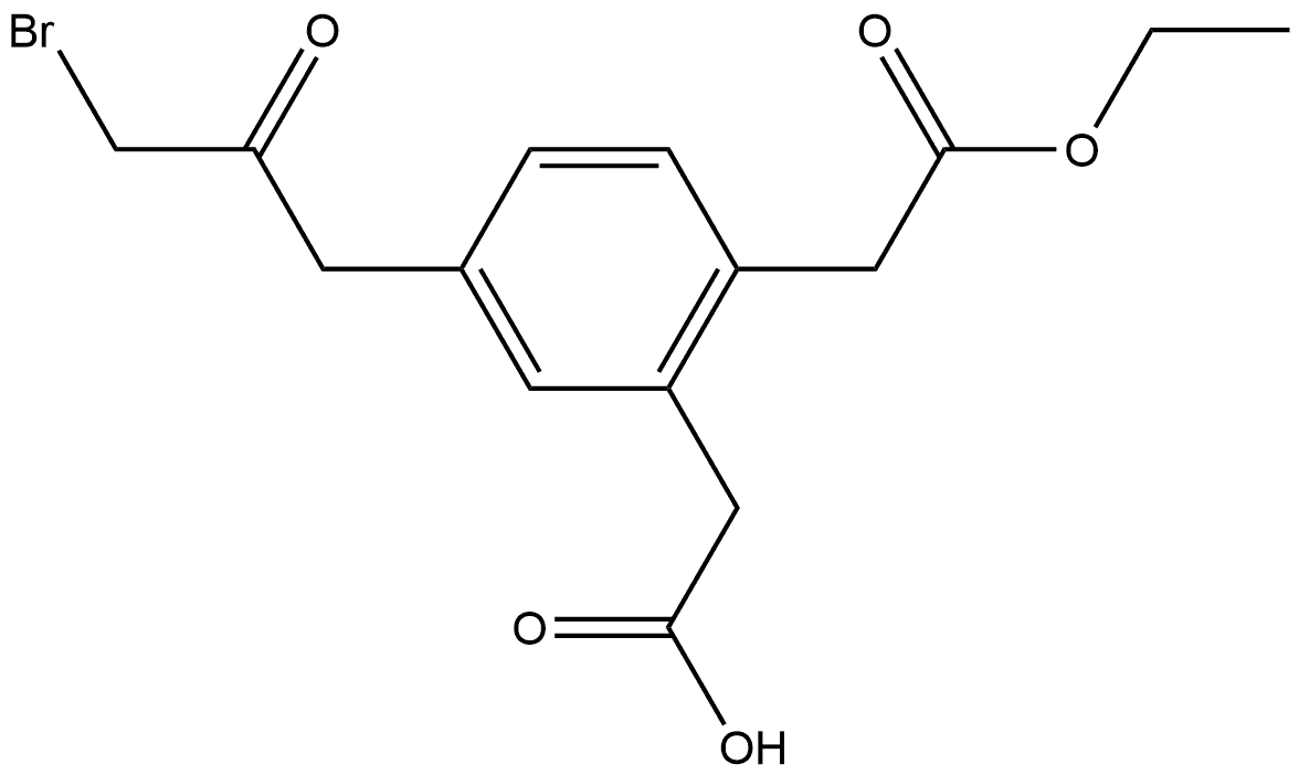 Ethyl 4-(3-bromo-2-oxopropyl)-2-(carboxymethyl)phenylacetate 结构式