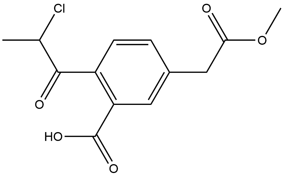 Methyl 3-carboxy-4-(2-chloropropanoyl)phenylacetate Structure
