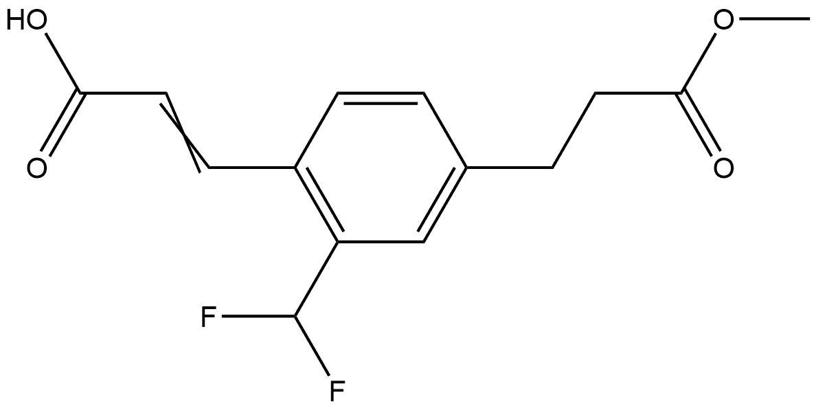 2-(Difluoromethyl)-4-(3-methoxy-3-oxopropyl)cinnamic acid Structure