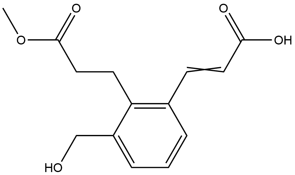 3-(Hydroxymethyl)-2-(3-methoxy-3-oxopropyl)cinnamic acid Struktur