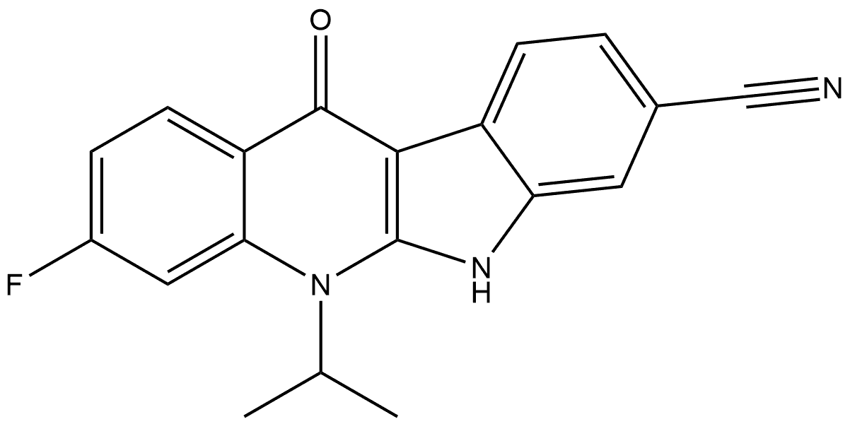 3-氟-5-异丙基-11-氧-6,11-二氢-5H-吲哚并[2,3-B]喹啉-8-腈, 1807783-20-5, 结构式