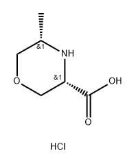 3-Morpholinecarboxylic acid, 5-methyl-, hydrochloride , (3R,5R)-rel- 结构式