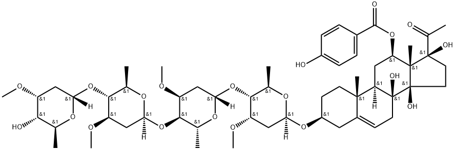Qingyangshengenin 3-O-α-L-cymaropyranosyl-(1→4)-β-D-oleandropyranosyl-(1→4)-β-D-cymaropyranosyl-(1→4)-β-D-cymaropyranoside Structure