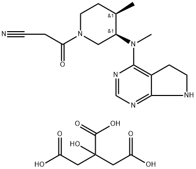 1-Piperidinepropanenitrile, 3-[(6,7-dihydro-5H-pyrrolo[2,3-d]pyrimidin-4-yl)methylamino]-4-methyl-β-oxo-, (3R,4R)-, 2-hydroxy-1,2,3-propanetricarboxylate (1:1)|过氢化枸橼酸托法替尼