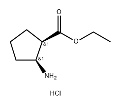Cyclopentanecarboxylic acid, 2-amino-, ethyl ester, hydrochloride (1:1), (1R,2S)- Struktur