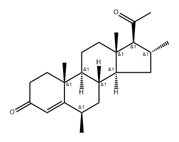 6β,16α-ジメチルプロゲステロン 化学構造式