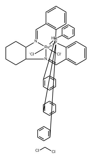 Ruthenium, [N,N'-bis[[2-(diphenylphosphino)phenyl]methylene]-1,2-cyclohexanediamine-N,N',P,P']dichloro-, [OC-6-13-(1R-trans)]-, compd. with dichloromethane (1:1), monohydrate (9CI) Structure