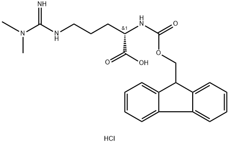 (2S)-5-(N',N'-dimethylcarbamimidamido)-2-({[(9H-fluoren-9-yl)methoxy]carbonyl}amino)pentanoic acid hydrochloride Struktur