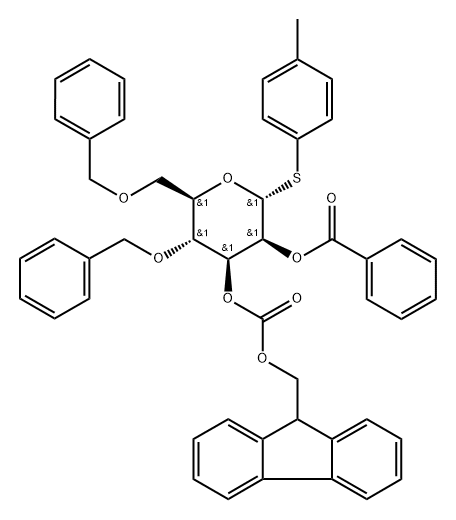 4-Methylphenyl 2-O-benzoyl-4,6-di-O-benzyl-3-O-(9-fluorenylmethoxycarbonyl)-1-thio-α-D-mannopyranoside 结构式