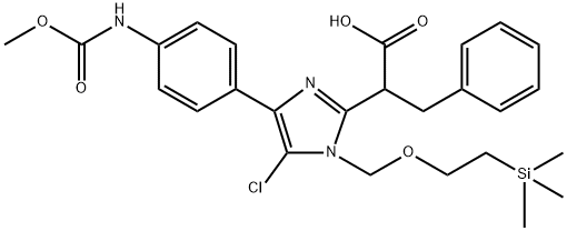 1H-Imidazole-2-acetic acid, 5-chloro-4-[4-[(methoxycarbonyl)amino]phenyl]-α-(phenylmethyl)-1-[[2-(trimethylsilyl)ethoxy]methyl]- Struktur