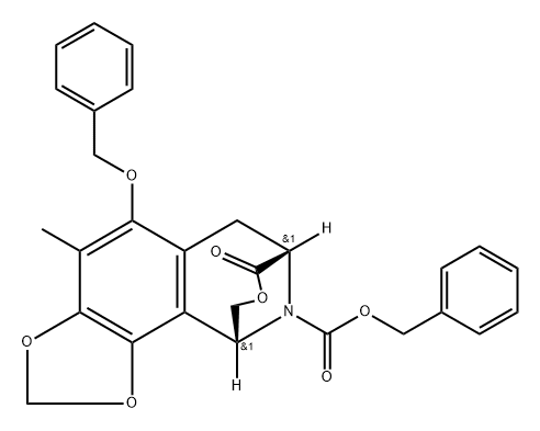 benzyl (7S,11R)-5-(benzyloxy)-4-methyl-8-oxo-7,8,10,11-tetrahydro-6H-7,11-epimino[1,3]dioxolo[4',5':5,6]benzo[1,2-d]oxocine-12-carboxylate Structure