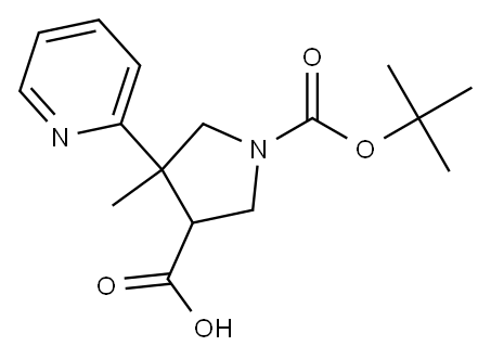 1-(tert-butoxycarbonyl)-4-methyl-4-(pyridin-2-yl)pyrrolidine-3-carboxylic acid 结构式