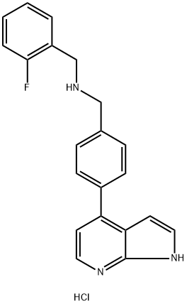 Benzenemethanamine, N-[(2-fluorophenyl)methyl]-4-(1H-pyrrolo[2,3-b]pyridin-4-yl)-, hydrochloride (1:2) Structure