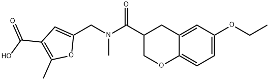 3-Furancarboxylic acid, 5-[[[(6-ethoxy-3,4-dihydro-2H-1-benzopyran-3-yl)carbonyl]methylamino]methyl]-2-methyl- Structure