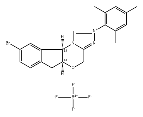 (5AS,10BR)-2-(2,4,6-三甲基苯基)-8-溴- 5A,10B-?二氢-4H,6H-茚并[2,1- B][1,2,4]三唑[4,3-D][1,4]恶嗪四氟硼酸盐, 1827720-56-8, 结构式